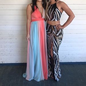 Black,white, and gold sequin 2 piece dress